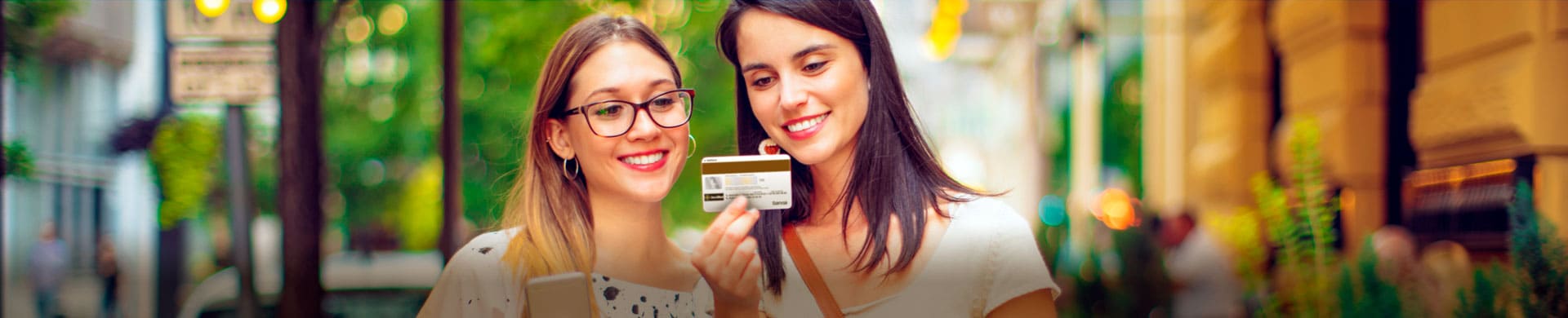 young women with a card in their hand