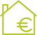 Icon house with symbol of the euro inside