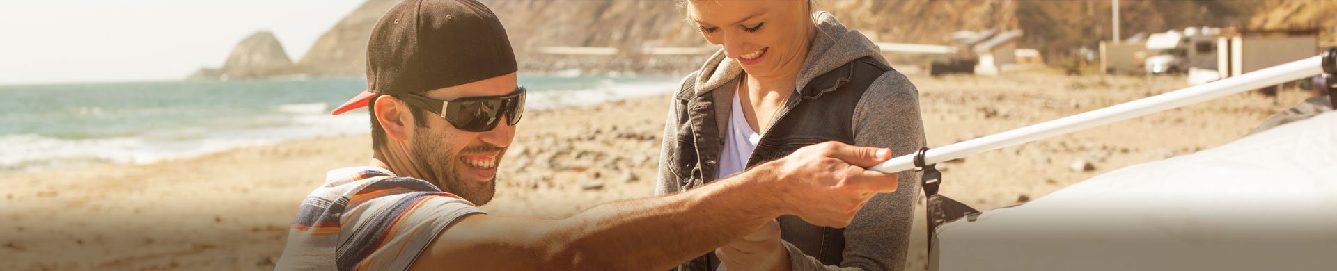 Couple taking a selfie on the beach